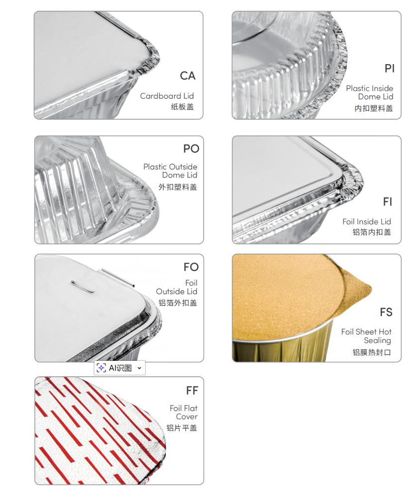 Aluminum Foil Container Lid / Cover Styles