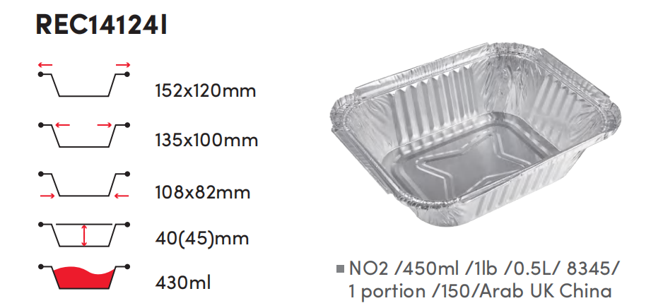 No2 foil tray